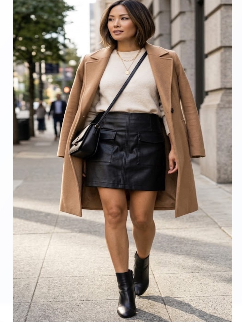 And Now This Black Faux Leather Mini Skirt with Front Pockets